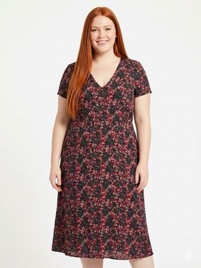 XXL Wayf Green Midi Dress with Pink Floral Print Plus Size
